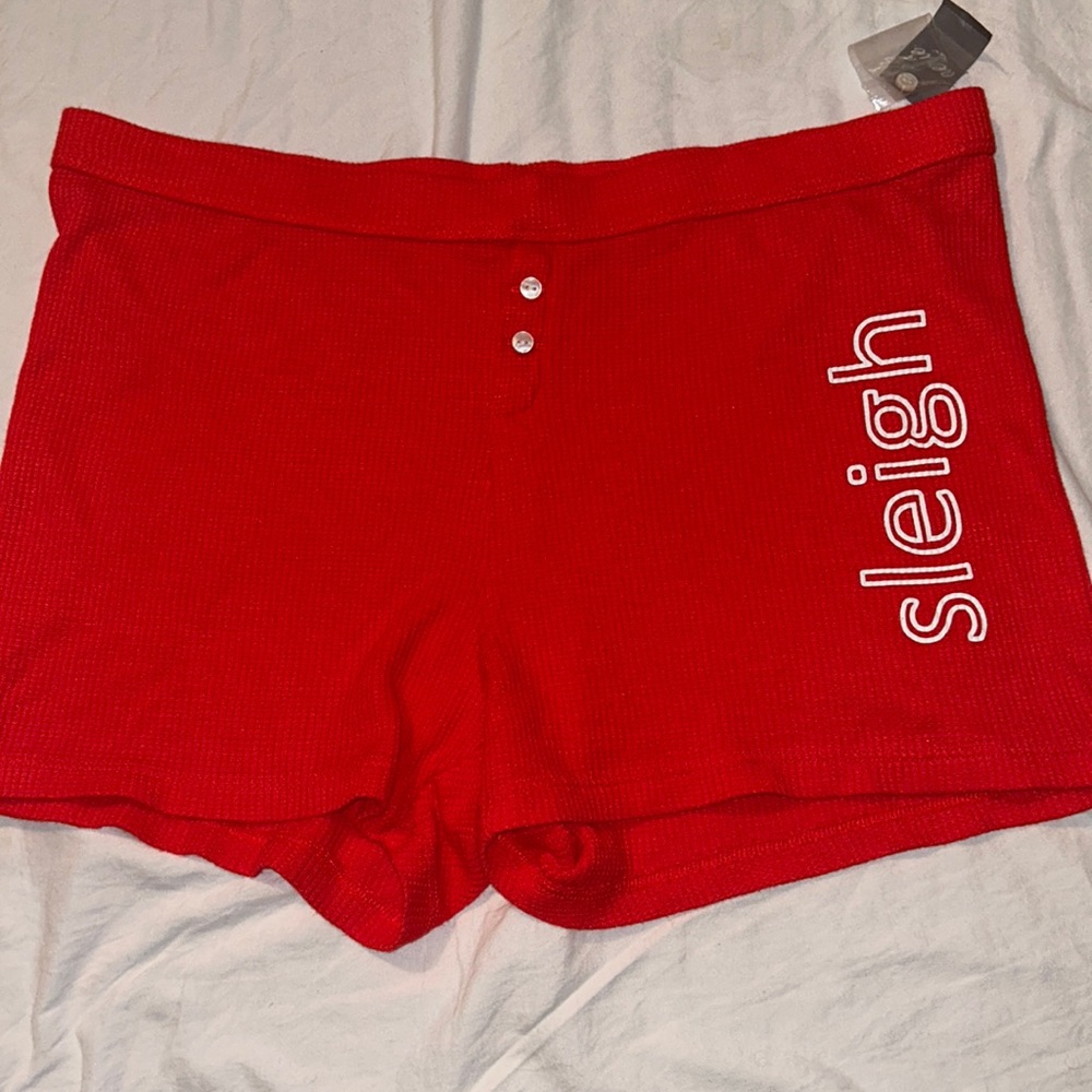 Women’s AERIE ( HOLIDAY) Sleep BoyShorts Red Large NWT